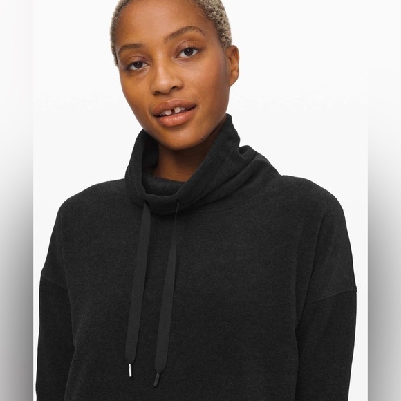 Lululemon | Go Forward Pullover Heathered Core Black Fleece Sweater Sz 2 Gym - Picture 4 of 15